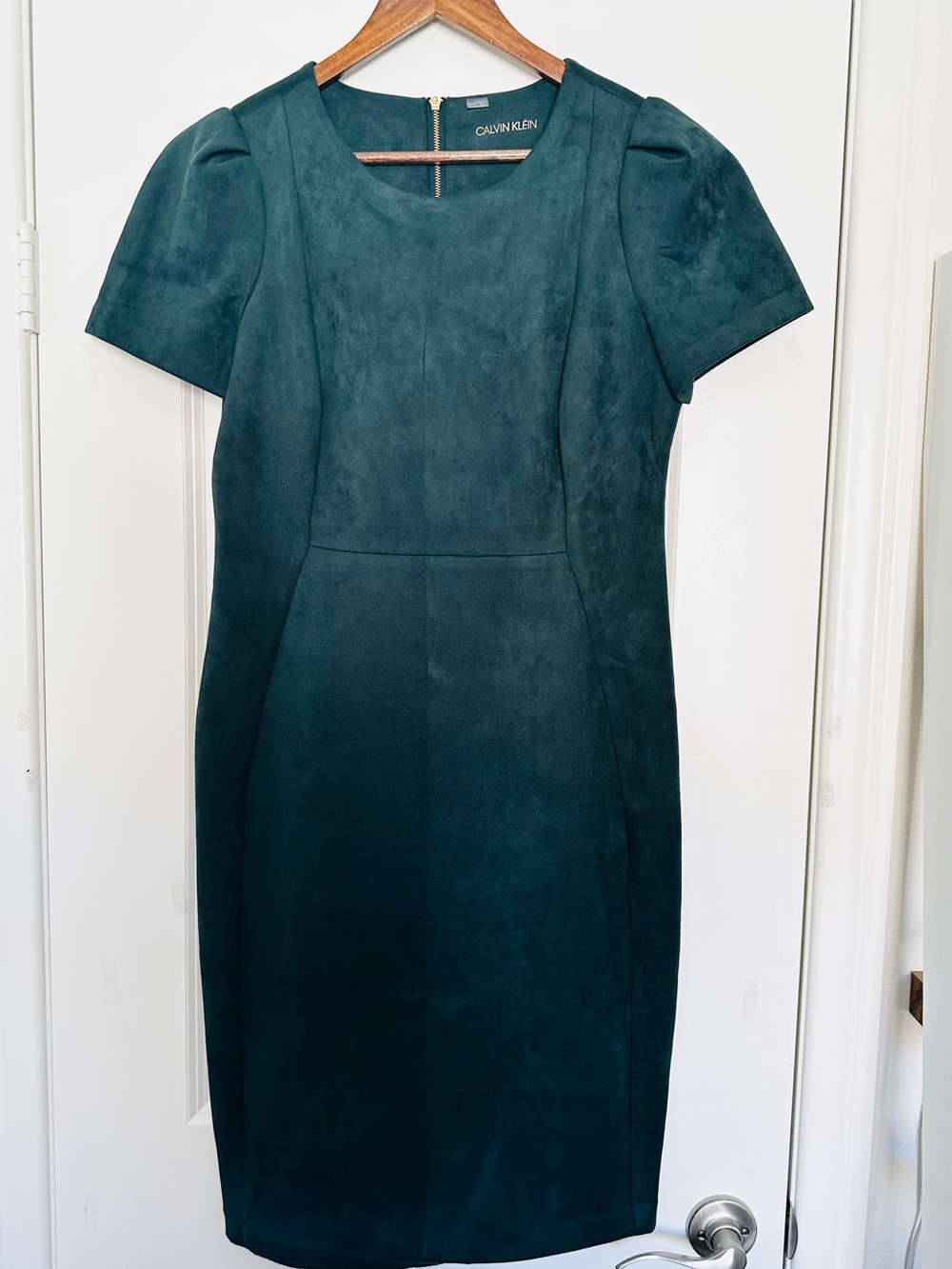 Calvin Klein Dark Teal Short Sleeve Sheath Dress size 12